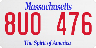 MA license plate 8UO476