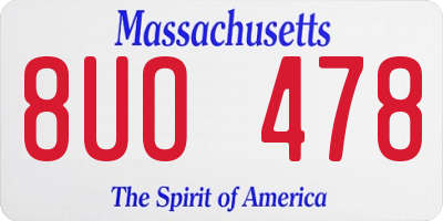 MA license plate 8UO478