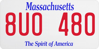 MA license plate 8UO480