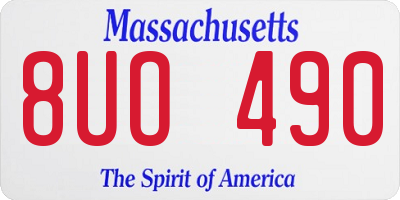 MA license plate 8UO490