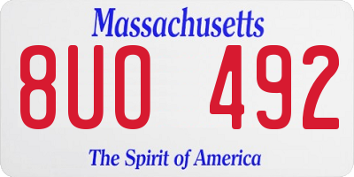 MA license plate 8UO492
