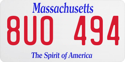 MA license plate 8UO494