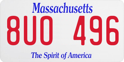 MA license plate 8UO496