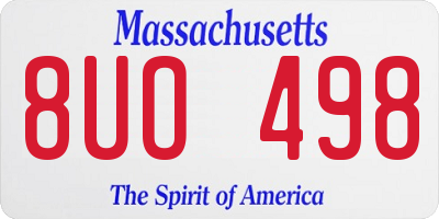 MA license plate 8UO498