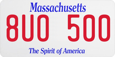 MA license plate 8UO500