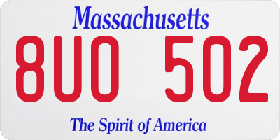 MA license plate 8UO502