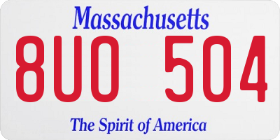 MA license plate 8UO504