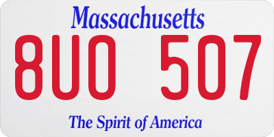 MA license plate 8UO507