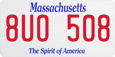 MA license plate 8UO508