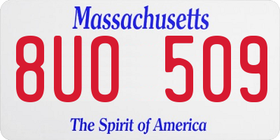 MA license plate 8UO509