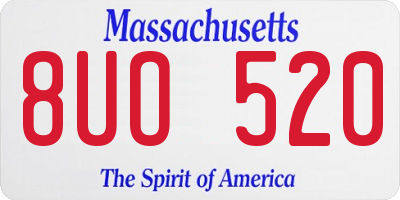 MA license plate 8UO520