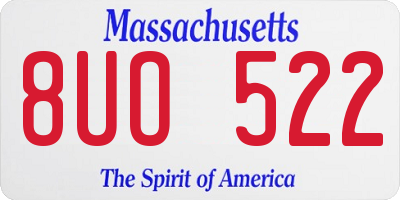 MA license plate 8UO522