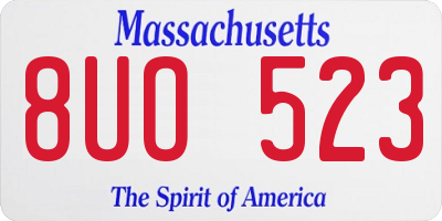 MA license plate 8UO523