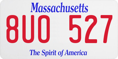 MA license plate 8UO527