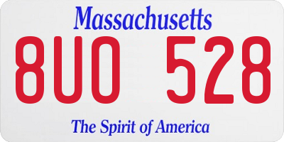 MA license plate 8UO528