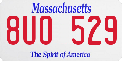 MA license plate 8UO529