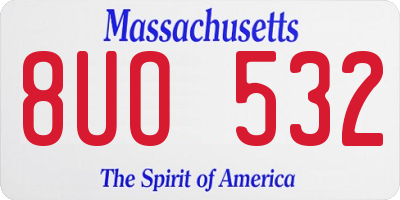 MA license plate 8UO532