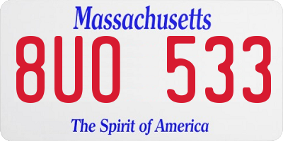 MA license plate 8UO533