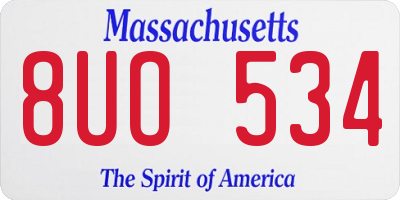 MA license plate 8UO534