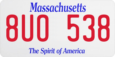MA license plate 8UO538