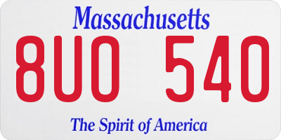 MA license plate 8UO540
