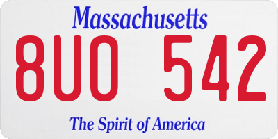 MA license plate 8UO542
