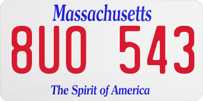 MA license plate 8UO543