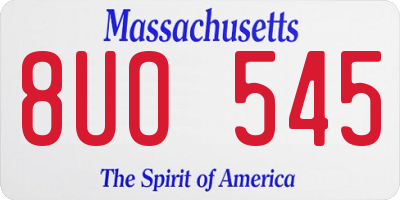 MA license plate 8UO545