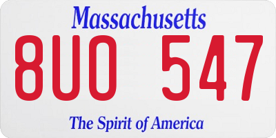 MA license plate 8UO547