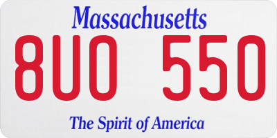 MA license plate 8UO550