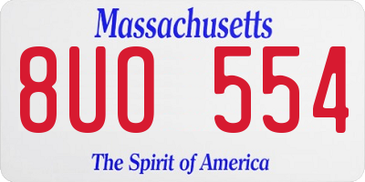 MA license plate 8UO554
