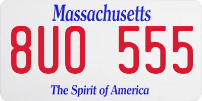 MA license plate 8UO555