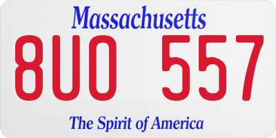 MA license plate 8UO557