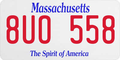 MA license plate 8UO558