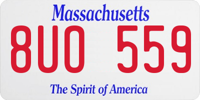 MA license plate 8UO559