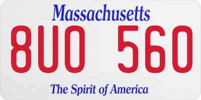 MA license plate 8UO560