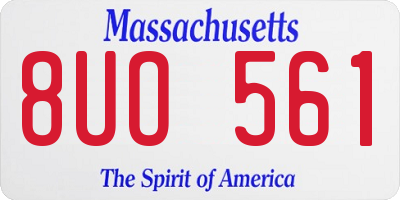 MA license plate 8UO561