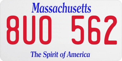 MA license plate 8UO562