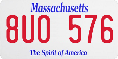 MA license plate 8UO576