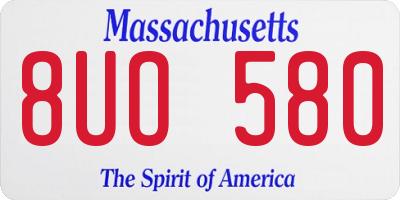 MA license plate 8UO580