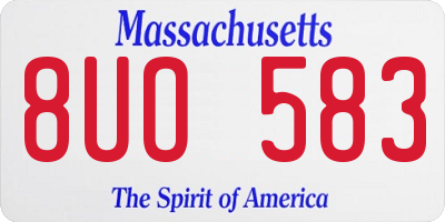 MA license plate 8UO583