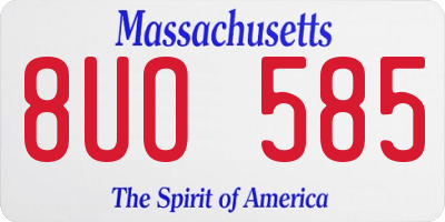 MA license plate 8UO585