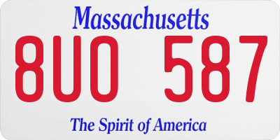 MA license plate 8UO587