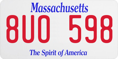 MA license plate 8UO598