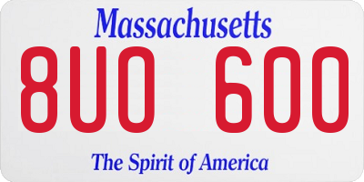 MA license plate 8UO600