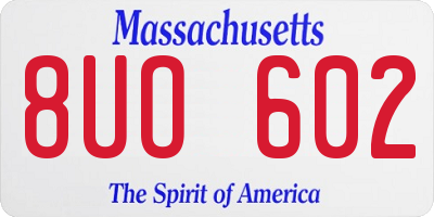 MA license plate 8UO602