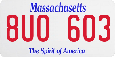 MA license plate 8UO603