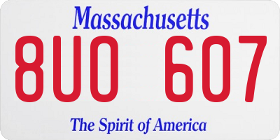MA license plate 8UO607