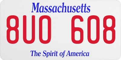 MA license plate 8UO608
