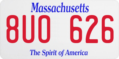 MA license plate 8UO626